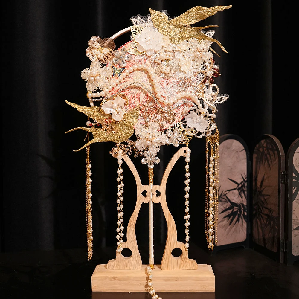 团扇新娘结婚diy材料包手工中式秀禾喜扇成品双面高级婚礼送礼物