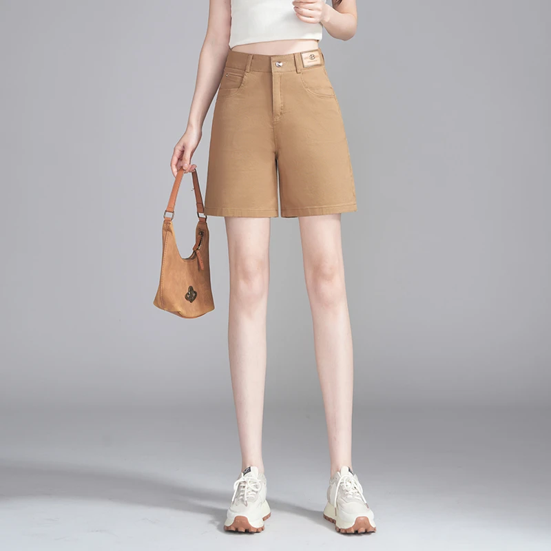 拉夏贝尔春夏百搭显瘦显腿长休闲裤2025新款时尚通勤大码高腰短裤