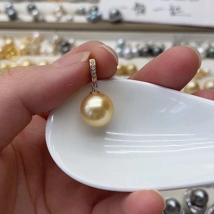 银S925镶嵌海水珍珠吊坠(不含链)