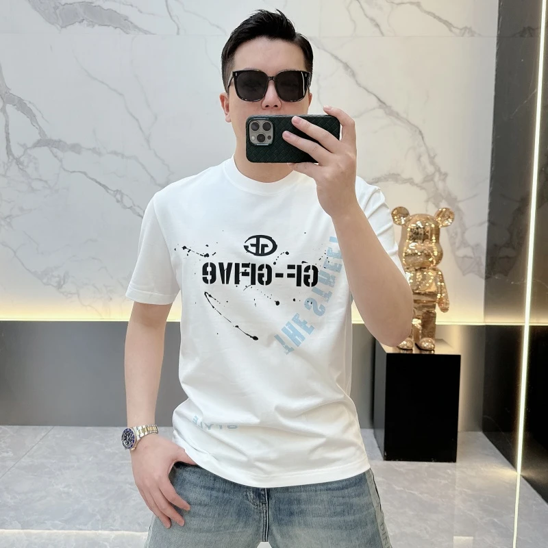 冰希二店.高端轻奢男士圆领短袖时尚简约百搭个性T2025夏季新款