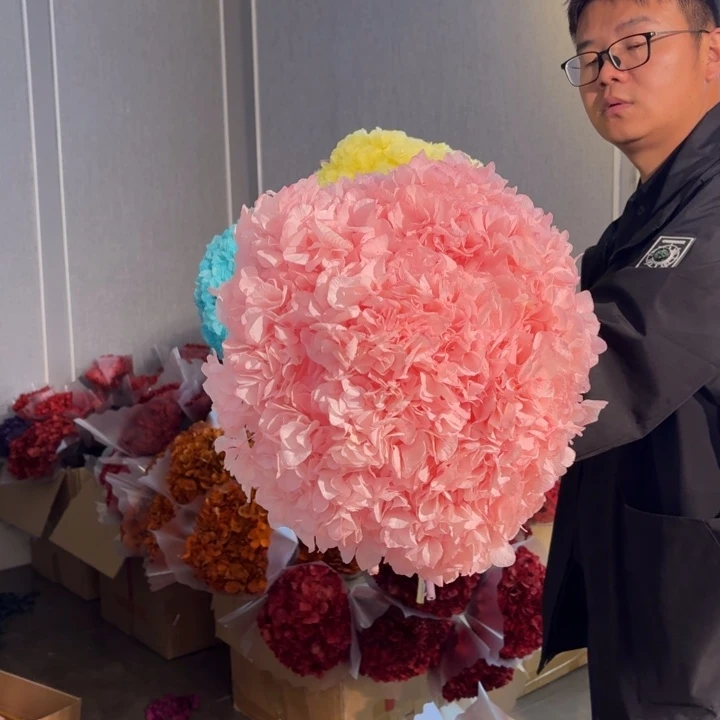 漂色永生大叶绣球1枝 粉