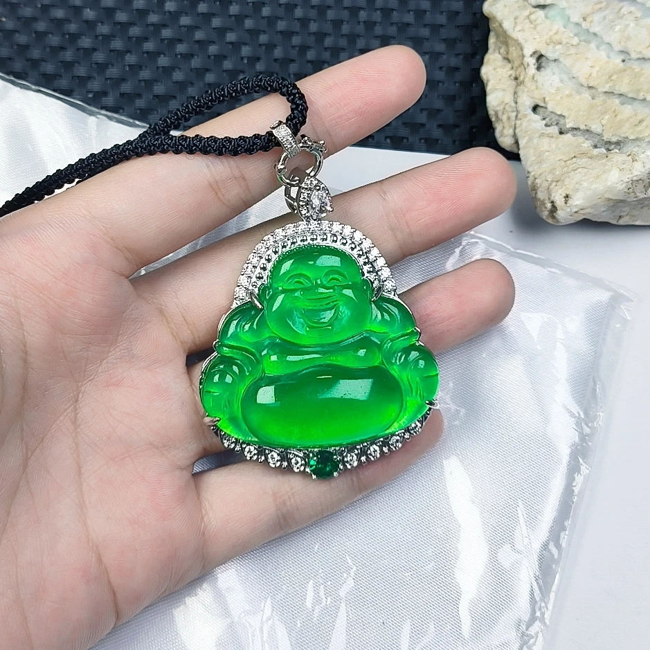 （聚宝严选）D413绿镶嵌佛公中号妈妈款精致精美百搭时尚