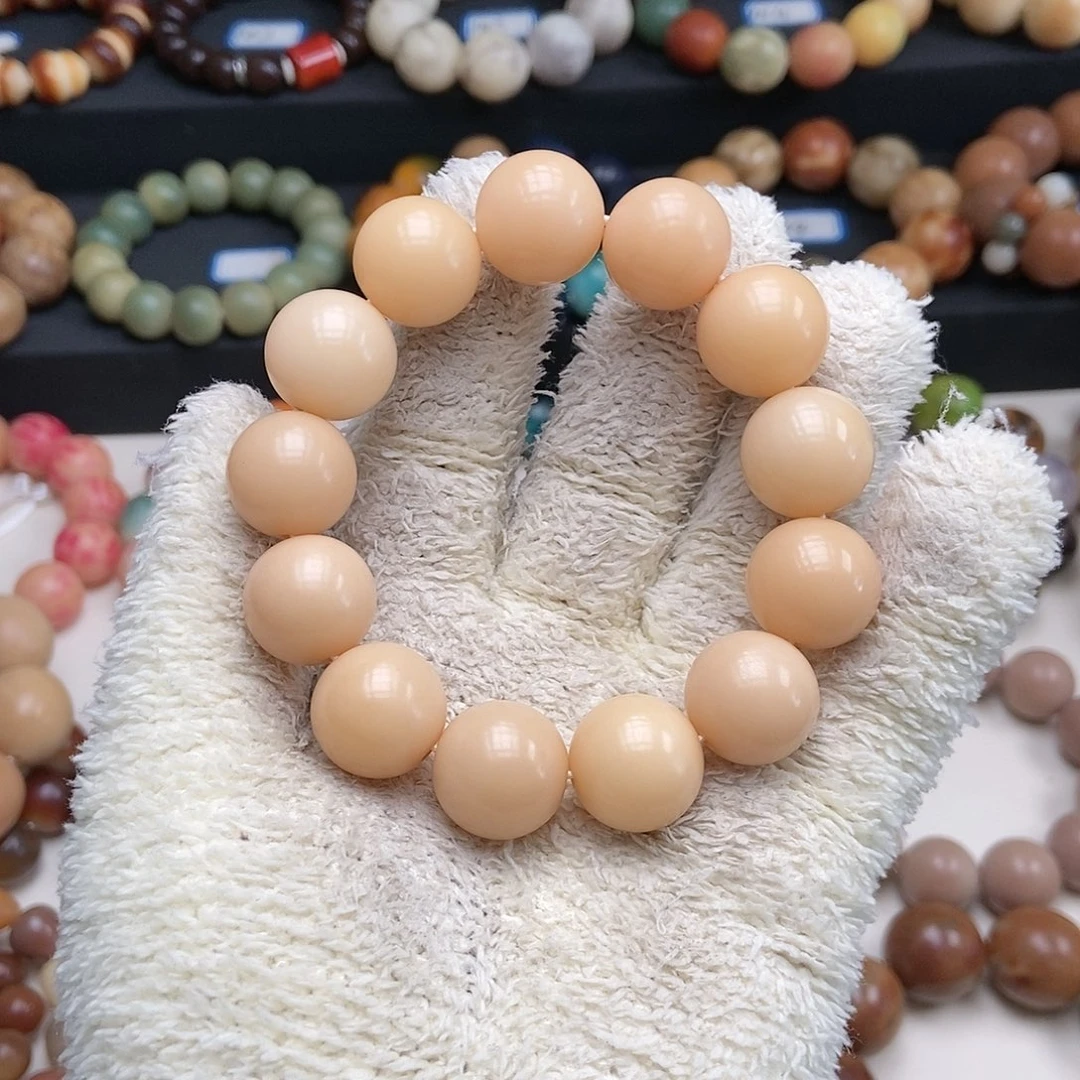 手串菩提根/象牙果18mm干磨风化橘圆珠