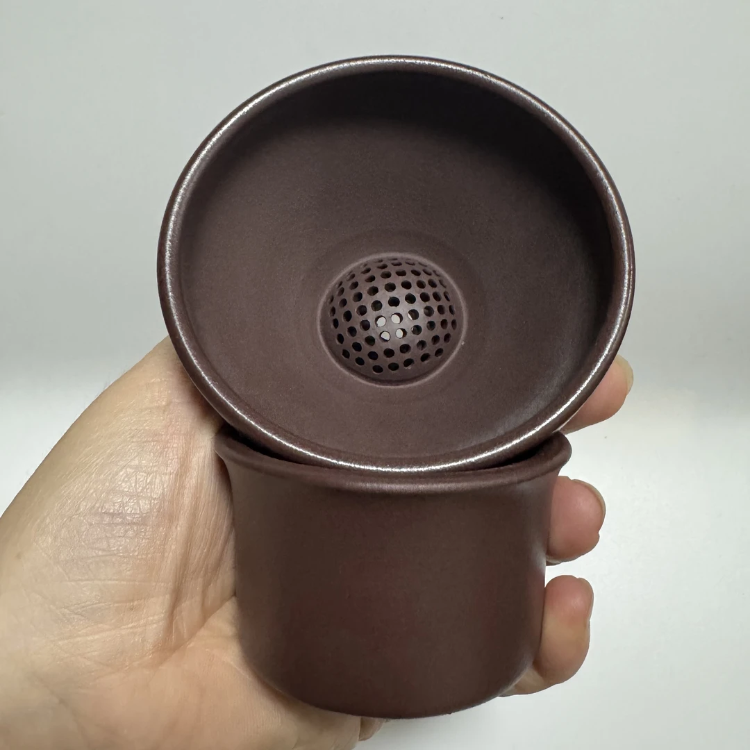 手工宜兴原矿紫砂茶漏复古家用过滤创意茶道滤网石红泥料