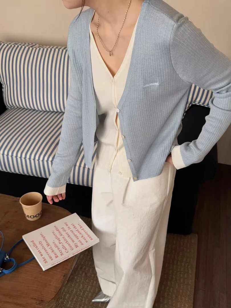 长袖女常规款毛针织衫短款外搭百搭早春女装显瘦针织衫韩版