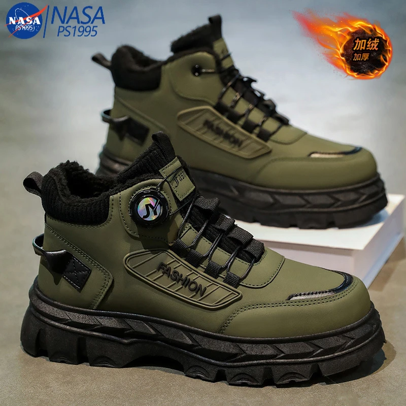 NASA联名男冬季加绒工装鞋加厚保暖雪地靴高帮马丁靴时尚潮流J