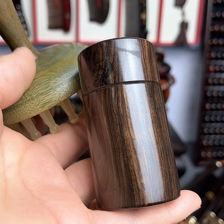 交趾黄檀（大红酸枝）绿檀经络刷和牙签筒