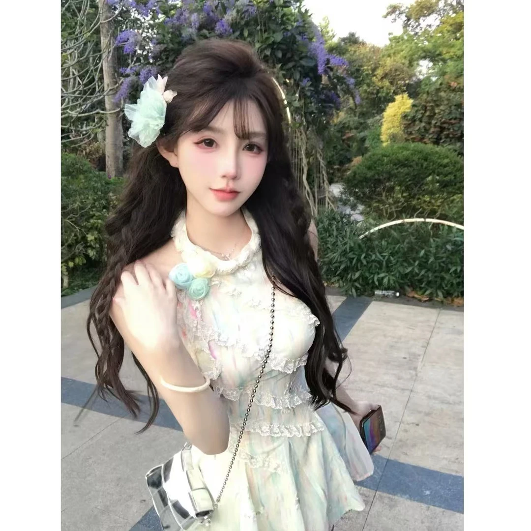 茉莉青绿2.0 夏季仙气甜美显瘦收腰长裙连衣裙气质公主