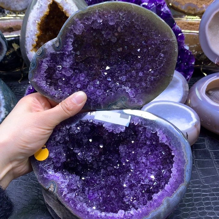 水晶口大洞深紫晶盆未镶嵌