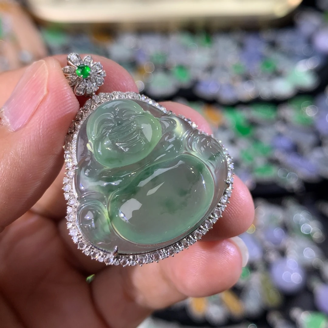 翡翠18K金镶嵌吊坠(不含链)