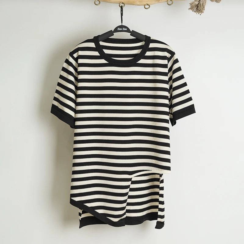 夏季新款设计师款休闲百搭舒适套头针织短袖女9133