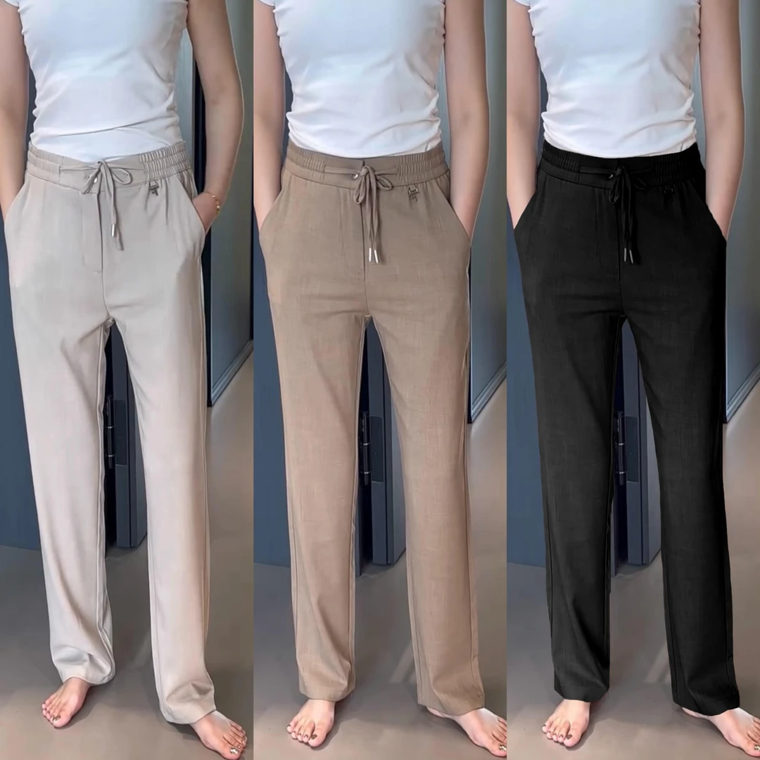 男裤夏季薄款欧货透气简约百搭休闲裤男士轻奢潮流时尚净版直筒裤