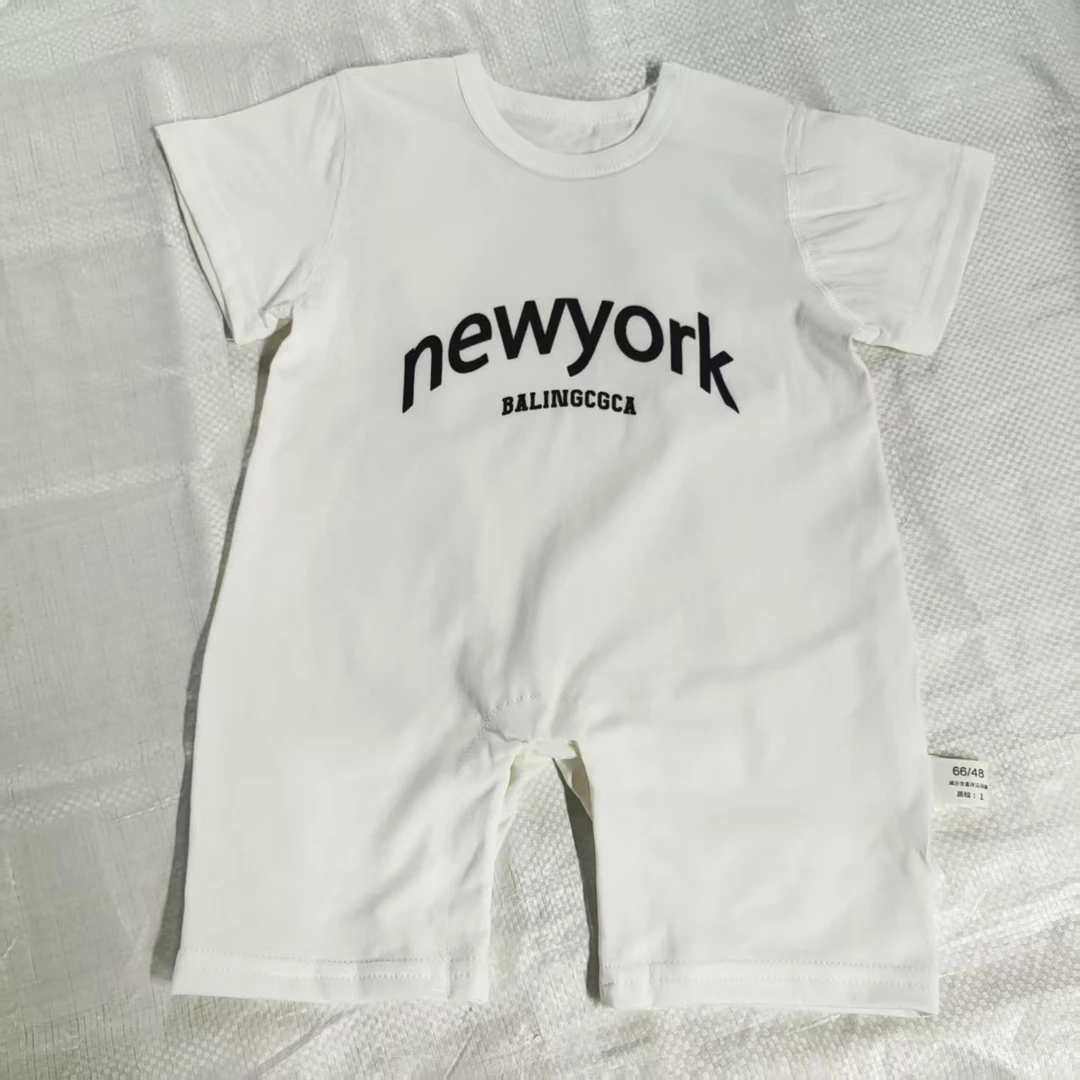 短袖连体肩扣婴幼儿连身衣宝宝短闭哈衣爬爬服琳