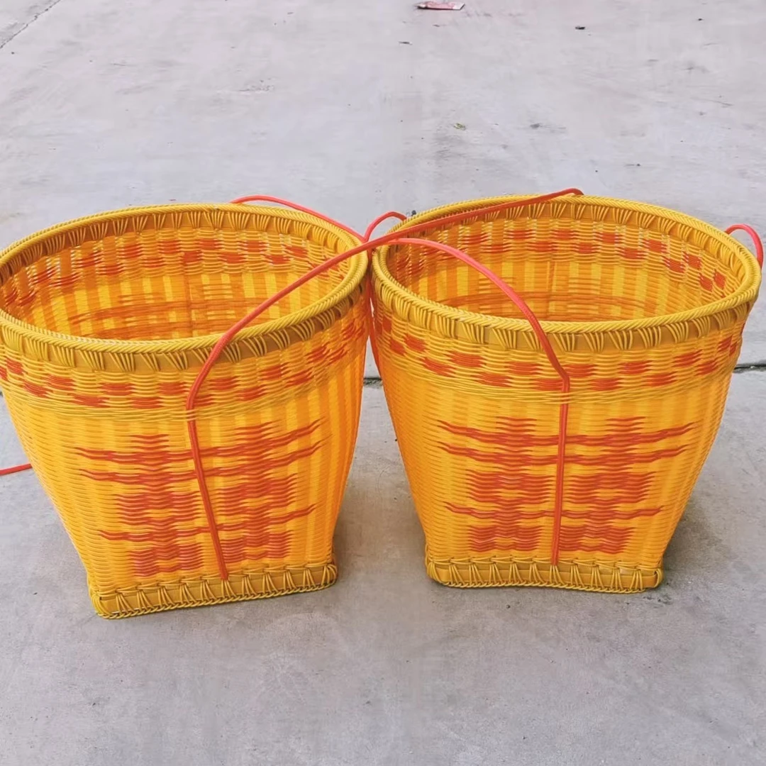 喜庆手工编织藤编大号箩筐手提篮圆形家用结婚乔迁喜事拜神收纳筐