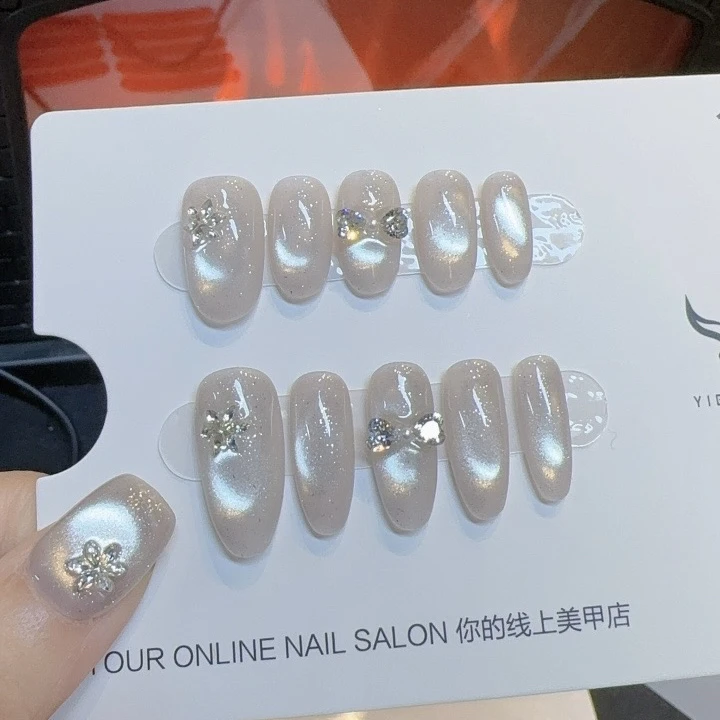 亿哥-【星光】- 设计师纯手绘重工款猫眼华子钻纯手工轻奢穿戴美甲