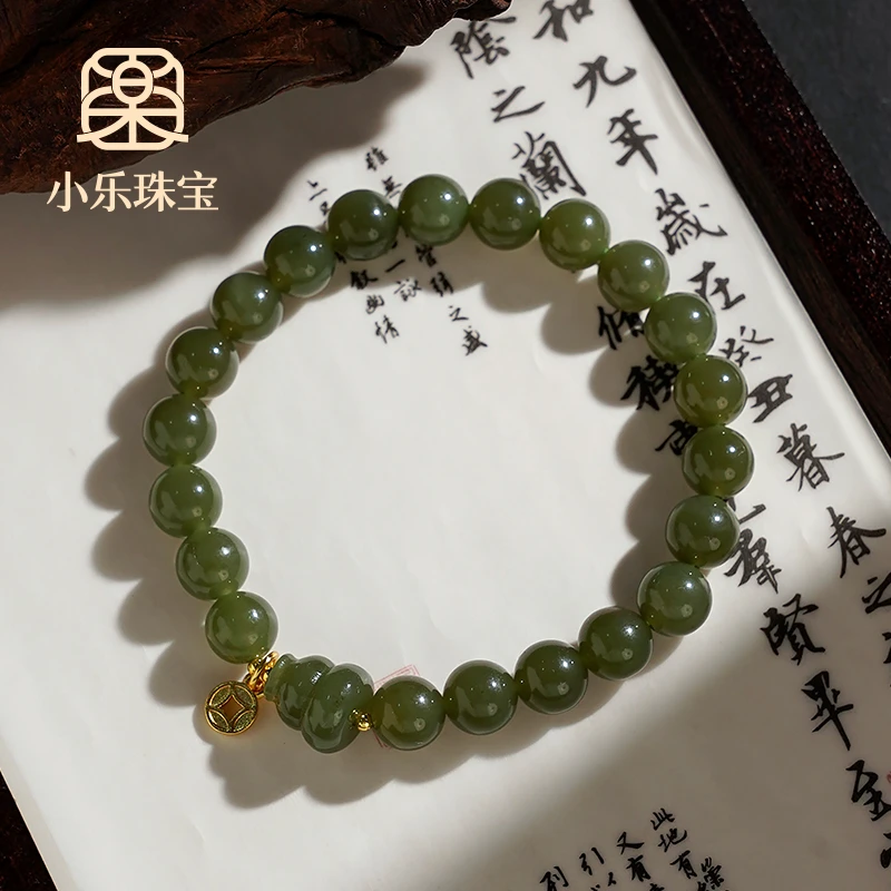原创轻奢贵气天然和田玉手串葫芦福禄国风手链多样性发一-9791