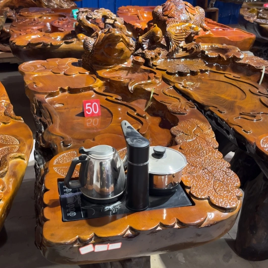 子***宁金丝楠根雕茶桌茶台