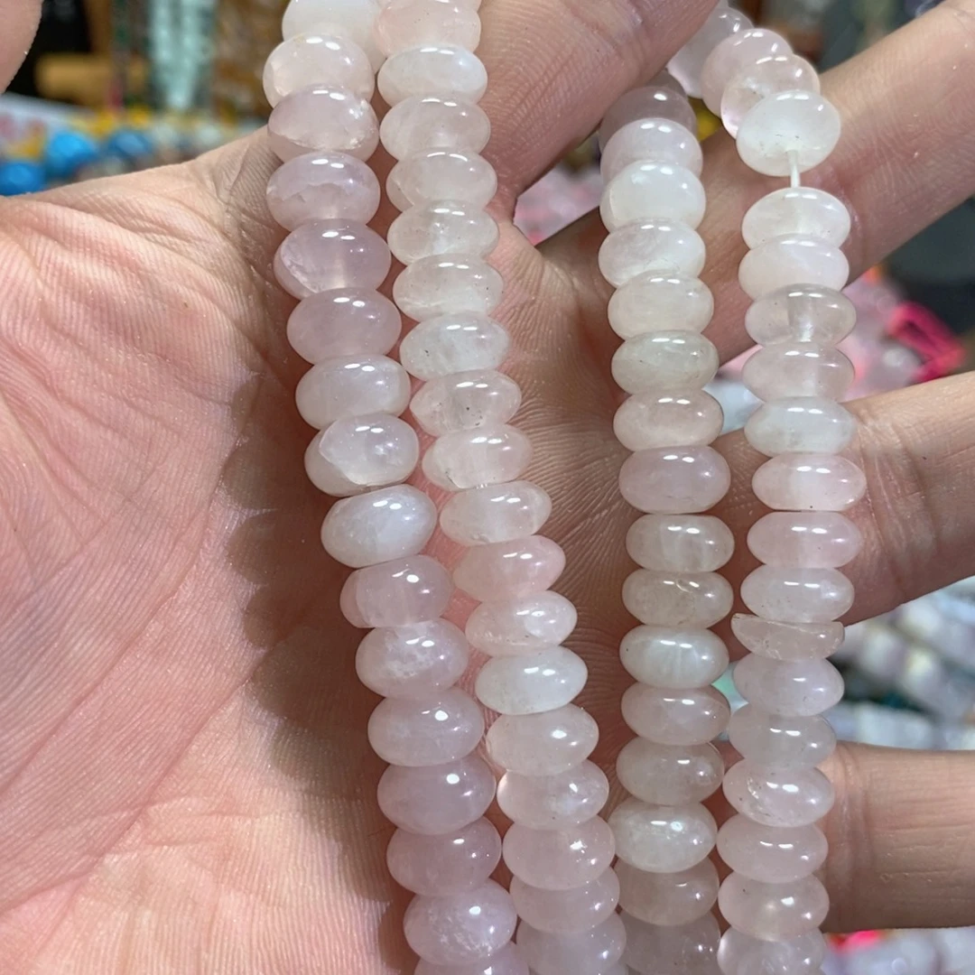 未镶嵌玛瑙/玉髓珠宝半成品天然粉水晶算盘一条卡10mm