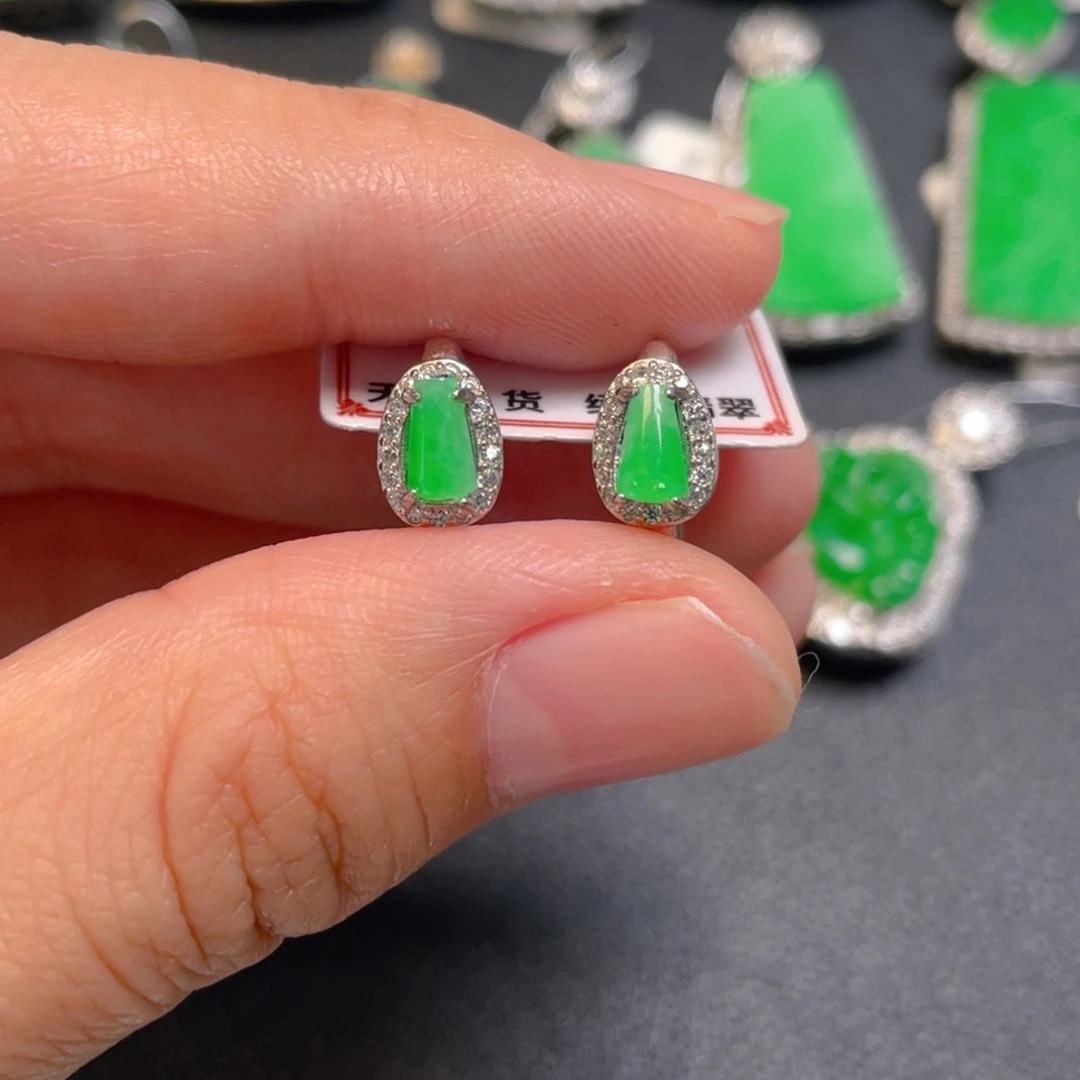 翡翠银S925镶嵌吊坠(不含链)耳包