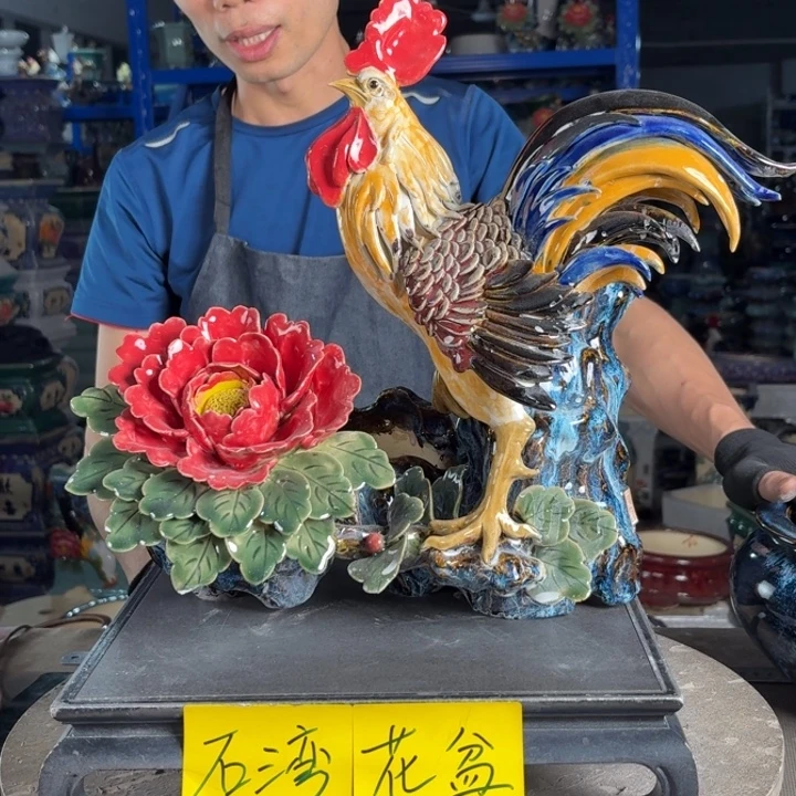 一风堂石湾花盆 内22*12*8手工痕迹