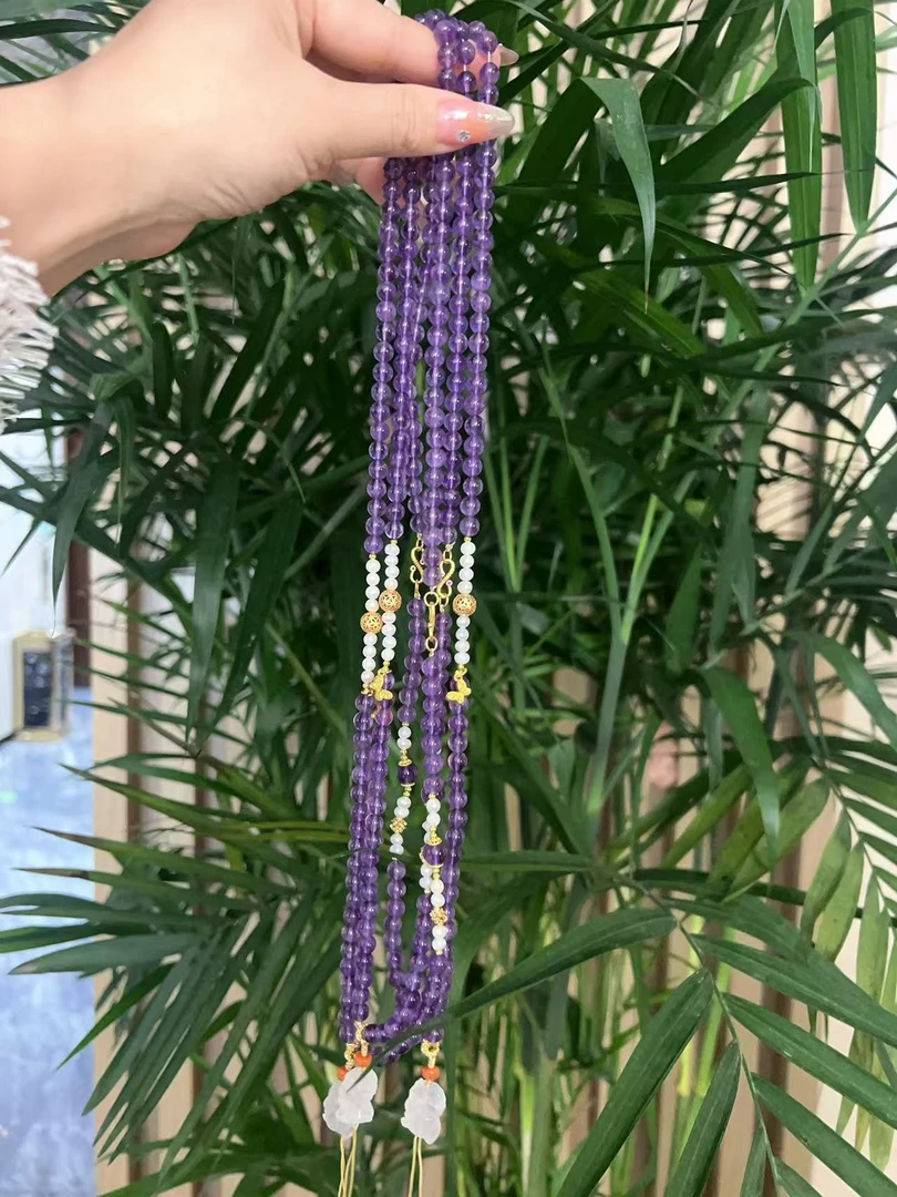 2409251613 WWX 紫水晶年兽圆珠项链078（多样性发其一）