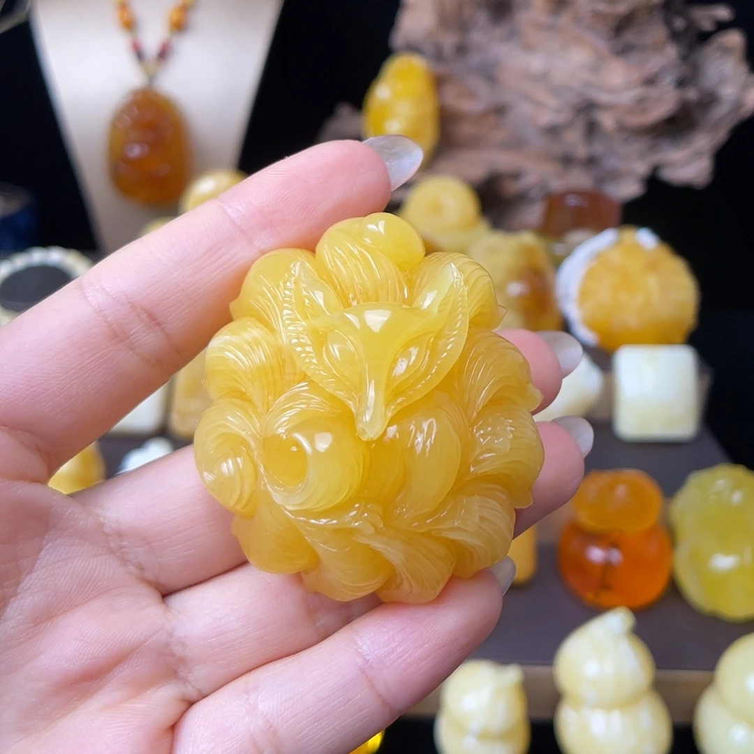 琥珀未镶嵌珠宝奇石花粉