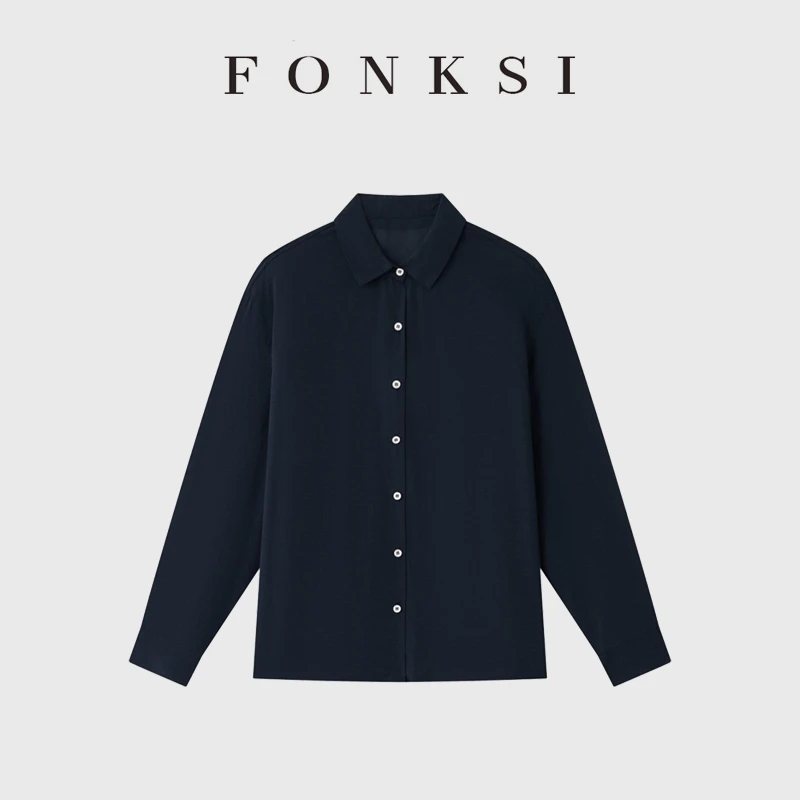 春夏莱赛尔~亚麻棉休闲衬衫女外穿冰凉感轻薄纽扣开衫外套