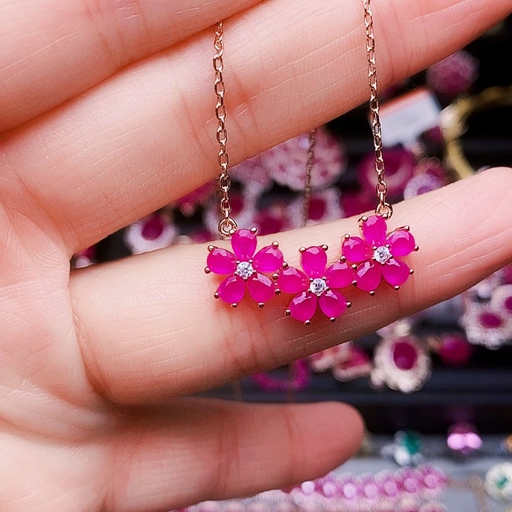 银S925镶嵌颈饰红宝石