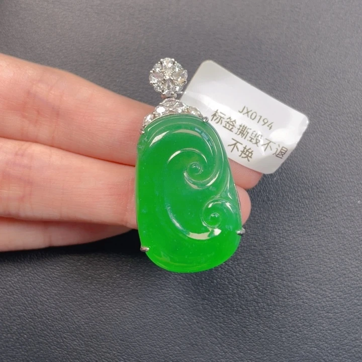 吊坠(不含链)银S925镶嵌翡翠