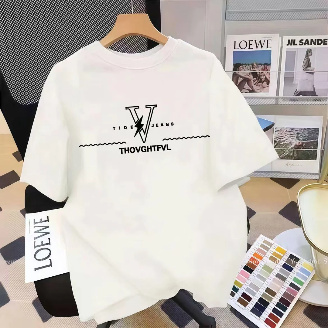 【100％纯棉】2025年新款男女同款情侣夏季纯棉T恤宽松百搭圆领短袖