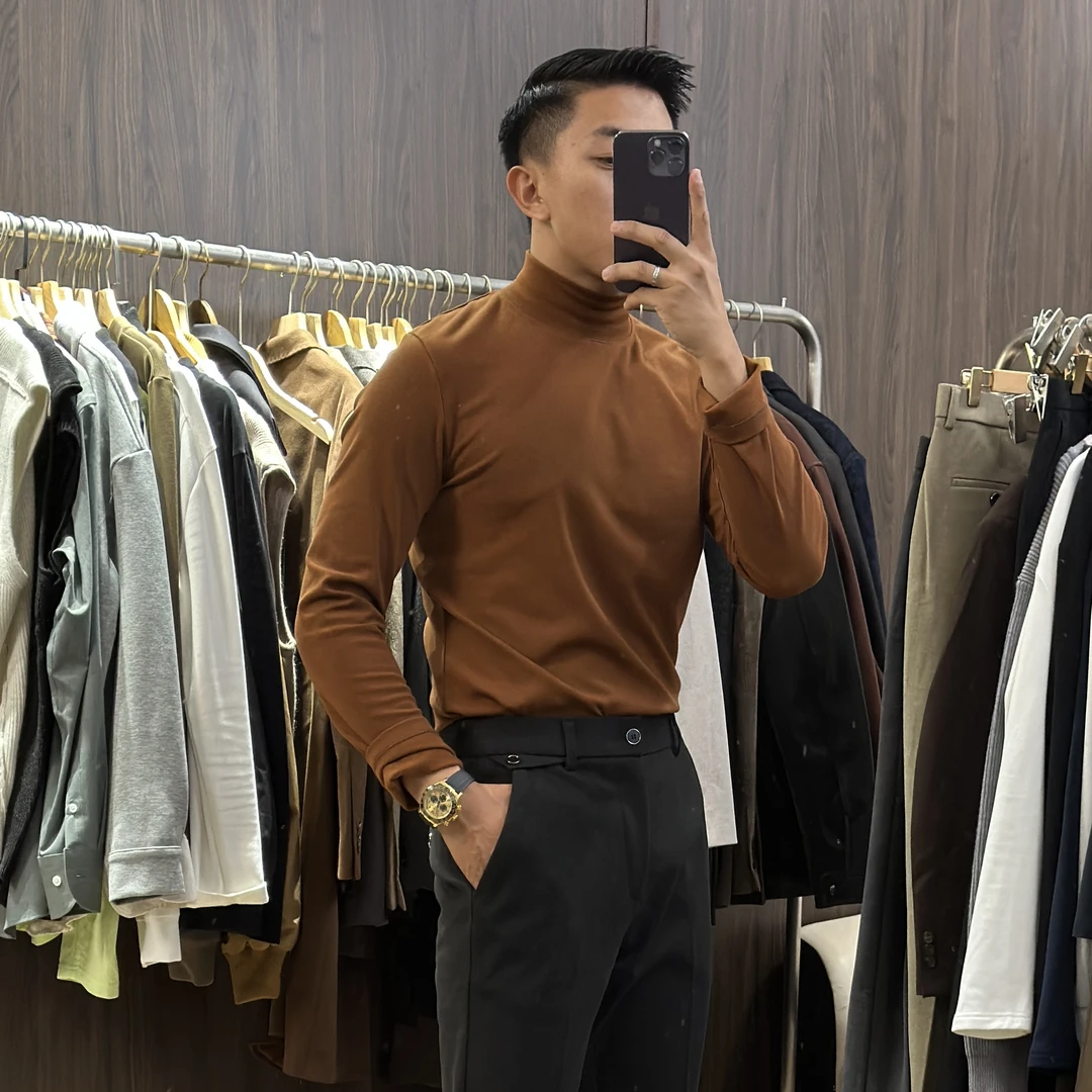 Yang • X • S 秋冬季打底衫修身男士上衣百搭弹力小高领纯色T恤