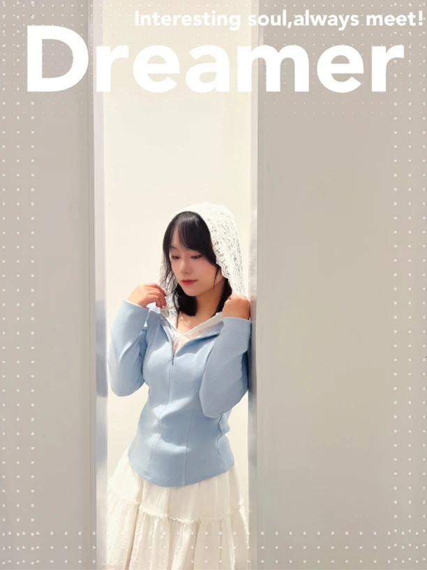 法式假两件蕾丝拼接连帽长袖上衣春2025新款绝美收腰春游出行衣服