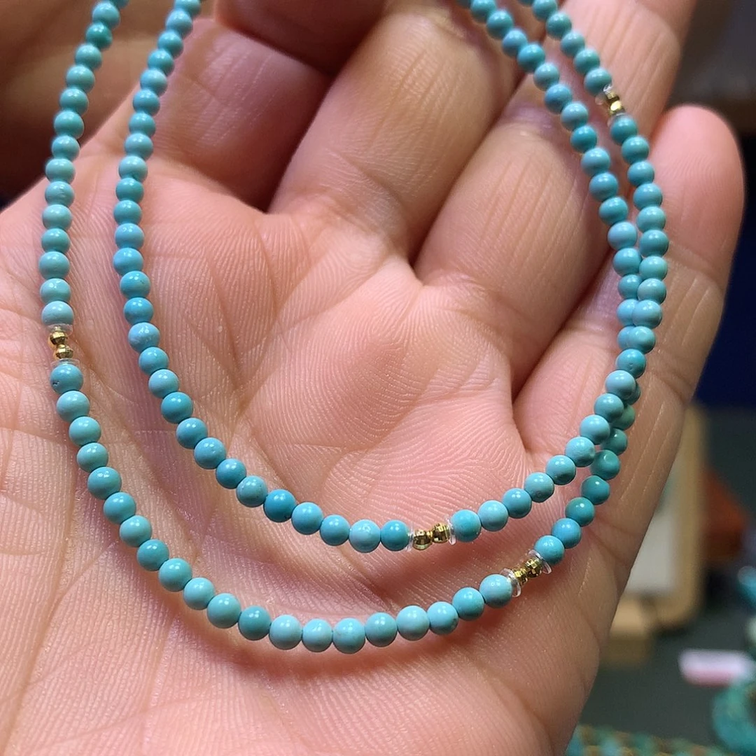 绿松石18K金镶嵌锁骨