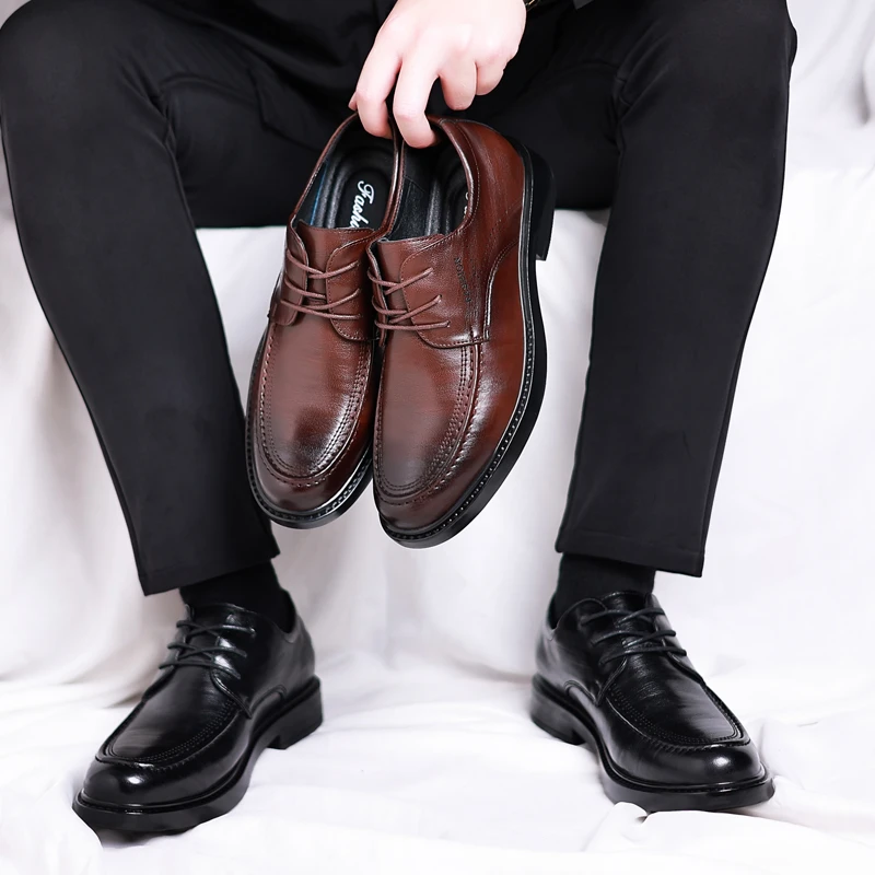 8879皮鞋男秋季商务正装黑色男士休闲结婚上班牛皮男鞋