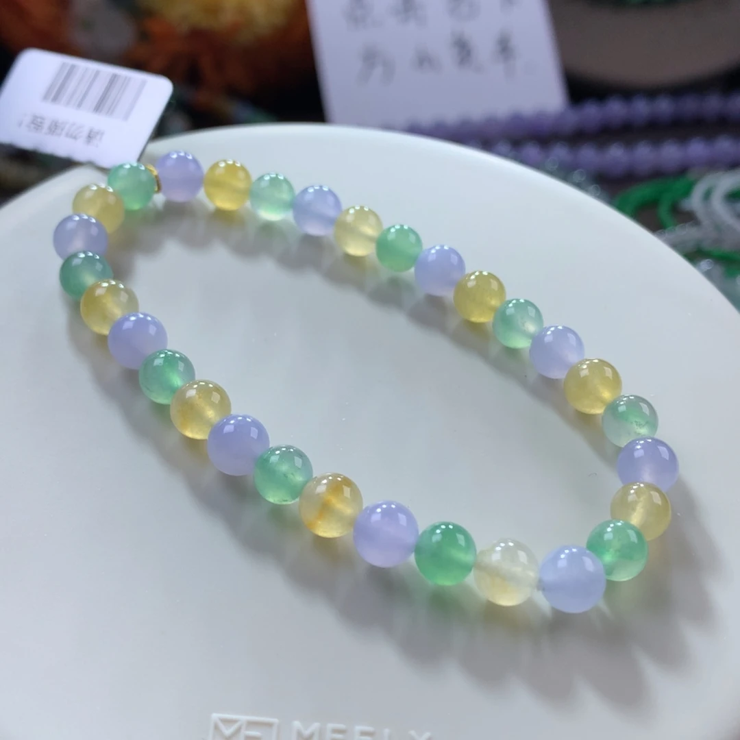 翡翠手链未镶嵌木那冰胶甜美马卡龙手串