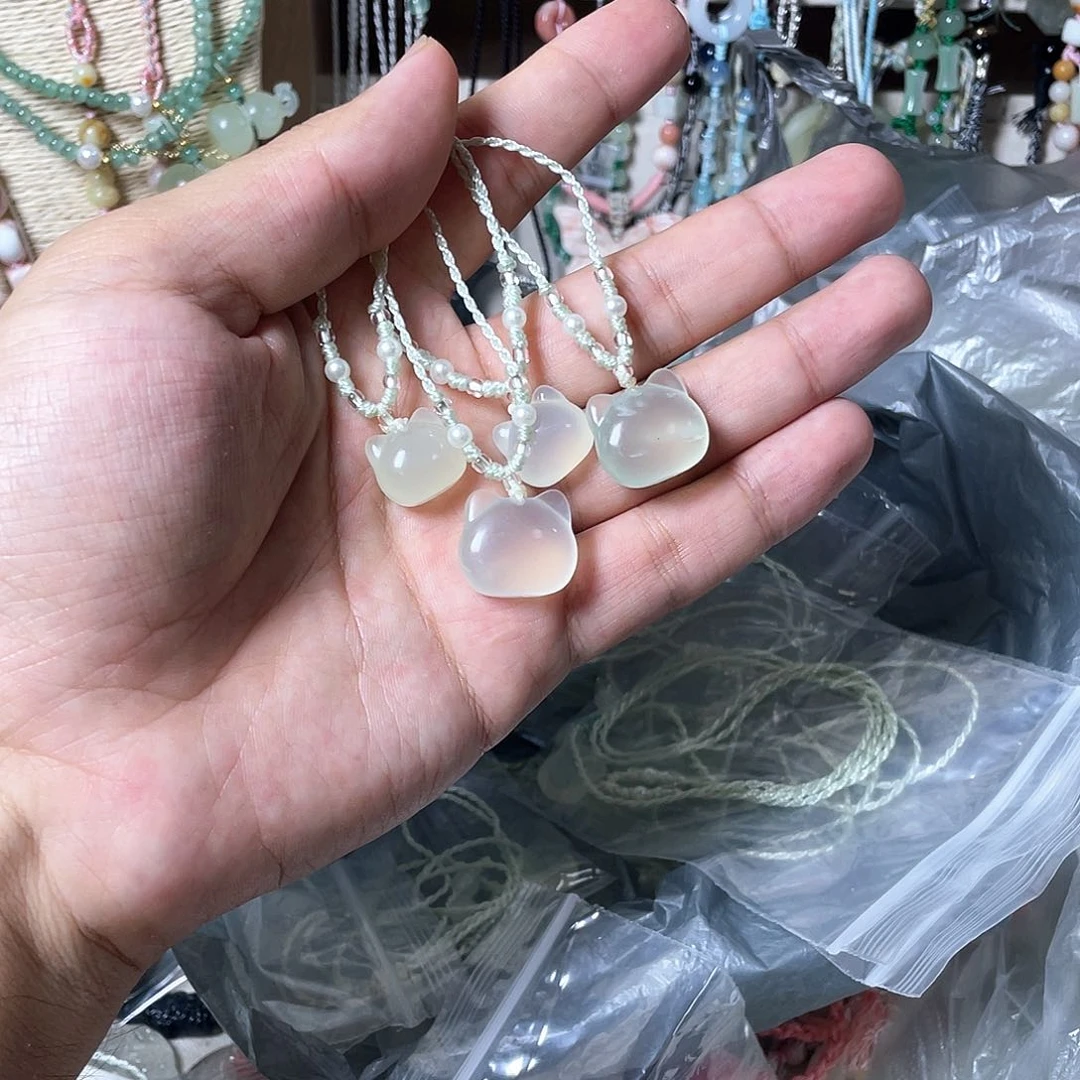 蛇纹石玉合金颈饰