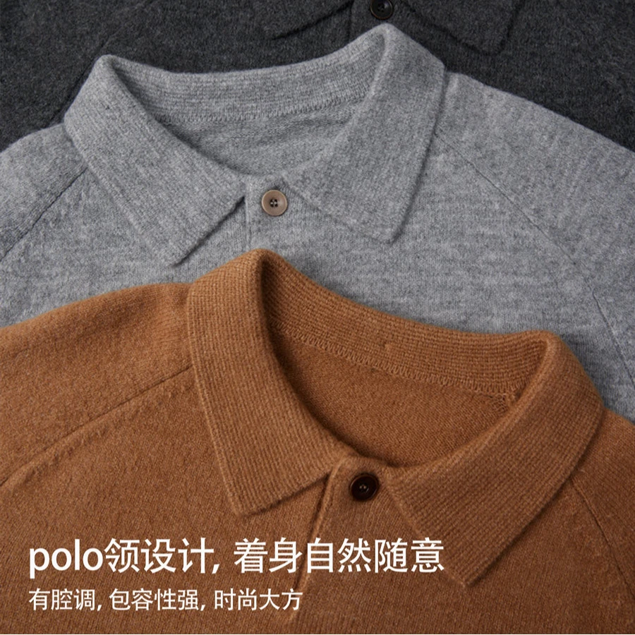 5针简约百搭POLO衫男2025秋冬新款设计感宽松针织毛衣上衣