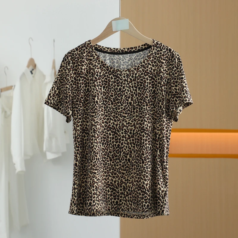 【唐长老自营】货号4719女装夏新款豹纹简约减龄小个子T恤M
