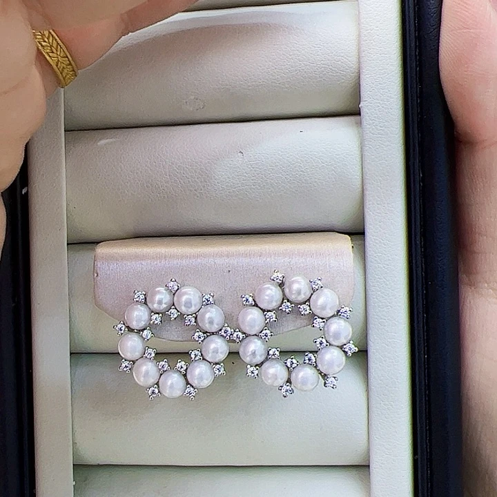 淡水珍珠耳饰银S925镶嵌