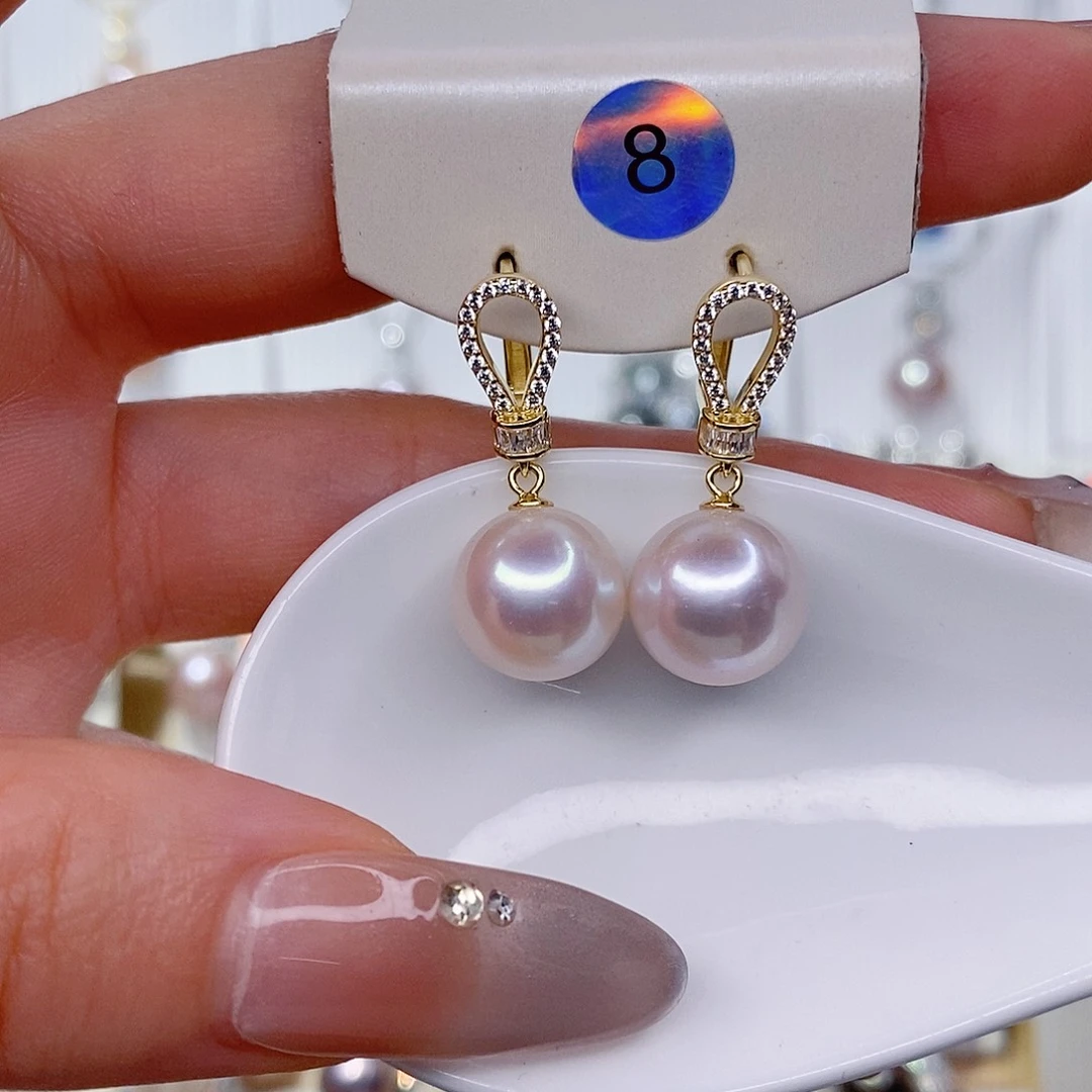 沐***雨淡水珍珠银S925镶嵌耳饰11➕
