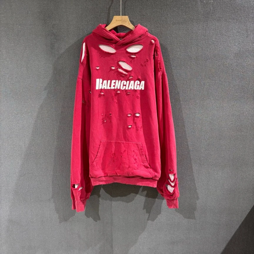 95新 Balenciaga/巴黎世家 （pm）虫洞大破坏帽衫卫衣 s码/3143