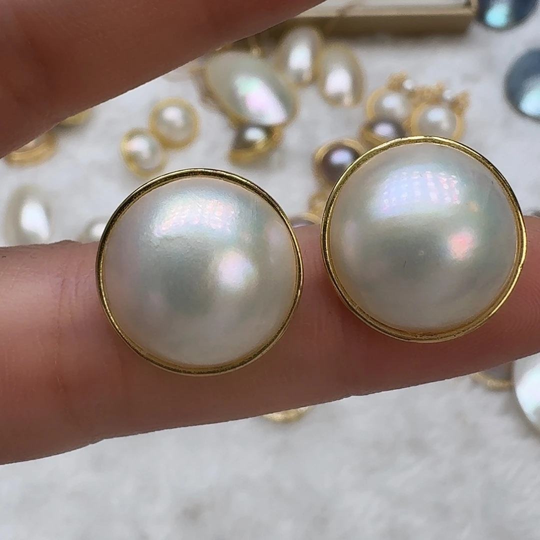 拼合珍珠（马贝珠）耳饰未镶嵌