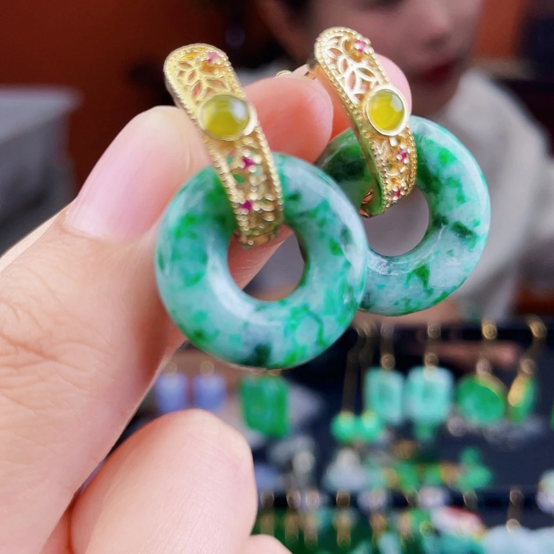 翡翠未镶嵌耳饰饰品