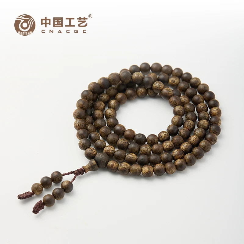 【中国工艺】沉香5mm沉水圆珠多圈手串