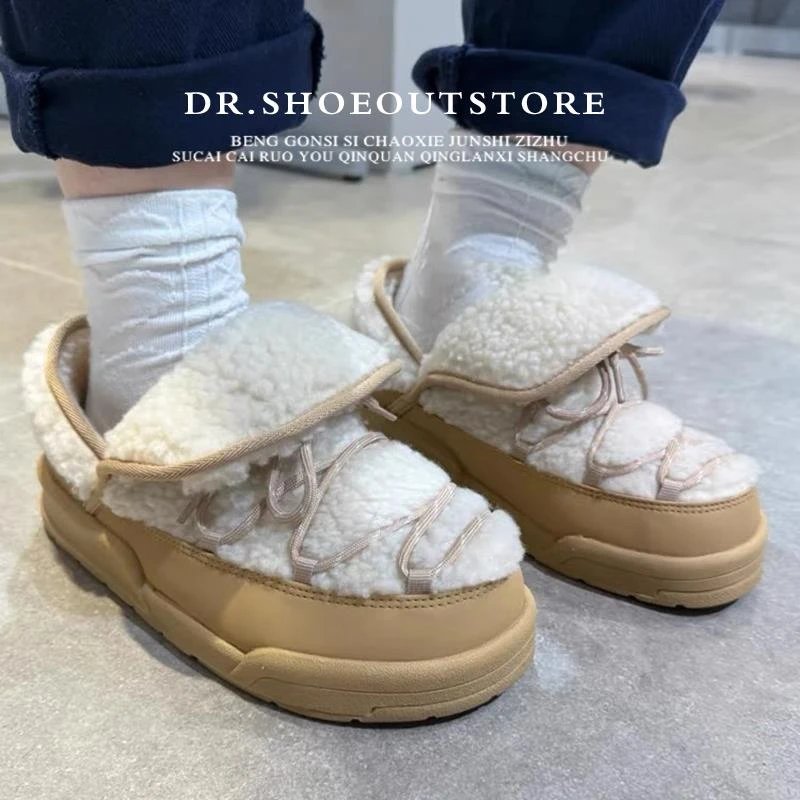 【DR官方正品】羊羔毛！韩国手工制作雪地毛毛鞋女外穿厚底增高加