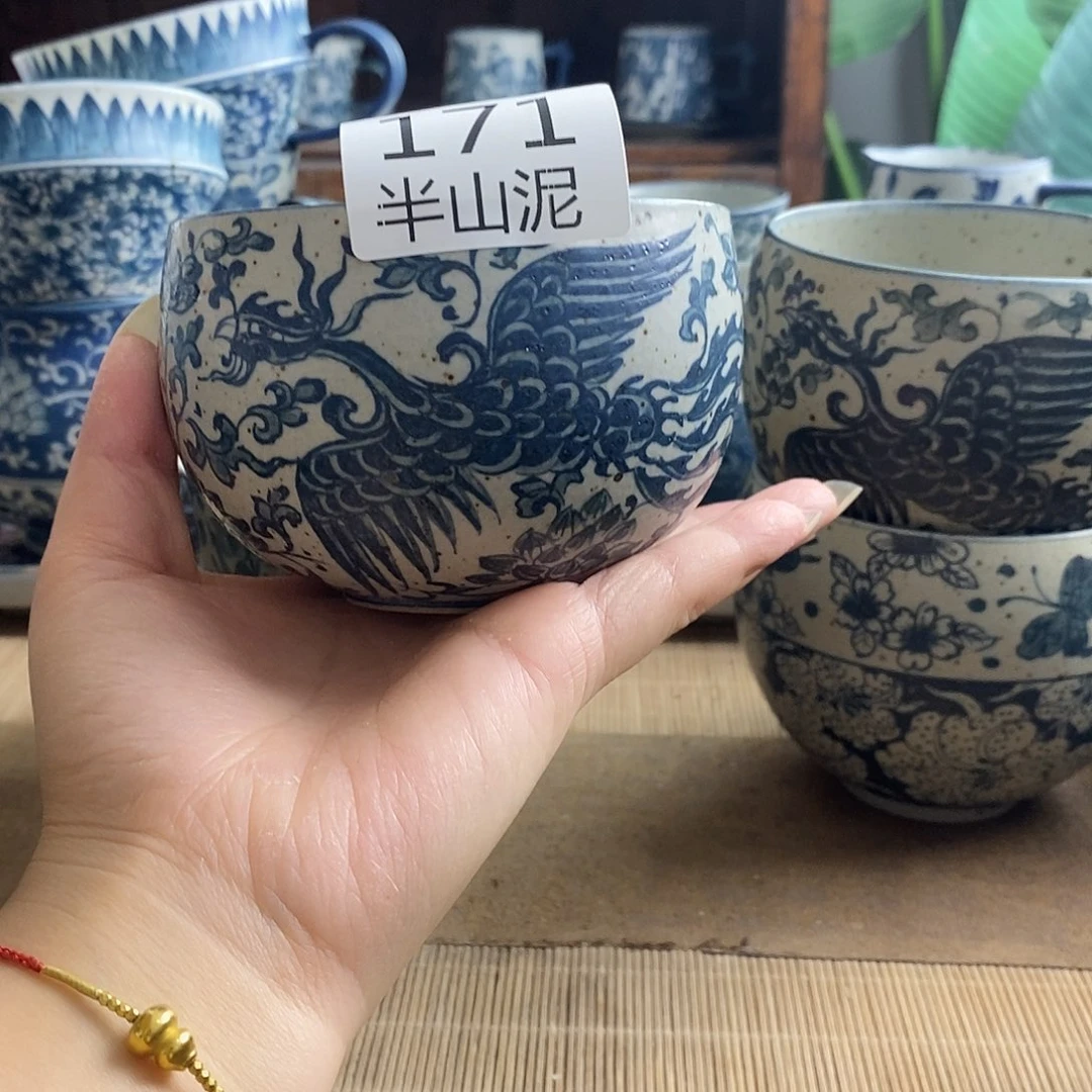 佑***姐手工手绘青花高温陶瓷