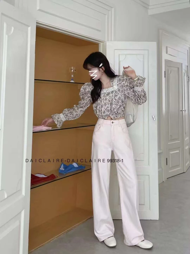 代嘉儿99318-1粉色直筒长裤牛仔裤