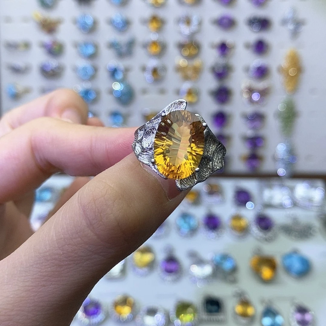 银S925镶嵌戒指黄晶（一物一证）