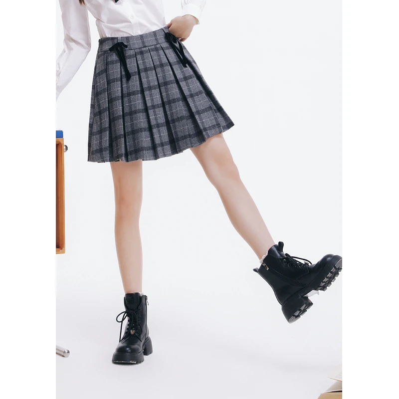 紫涵高腰短款百褶裙冬季jk半身裙a字裙Z4Z10AN630