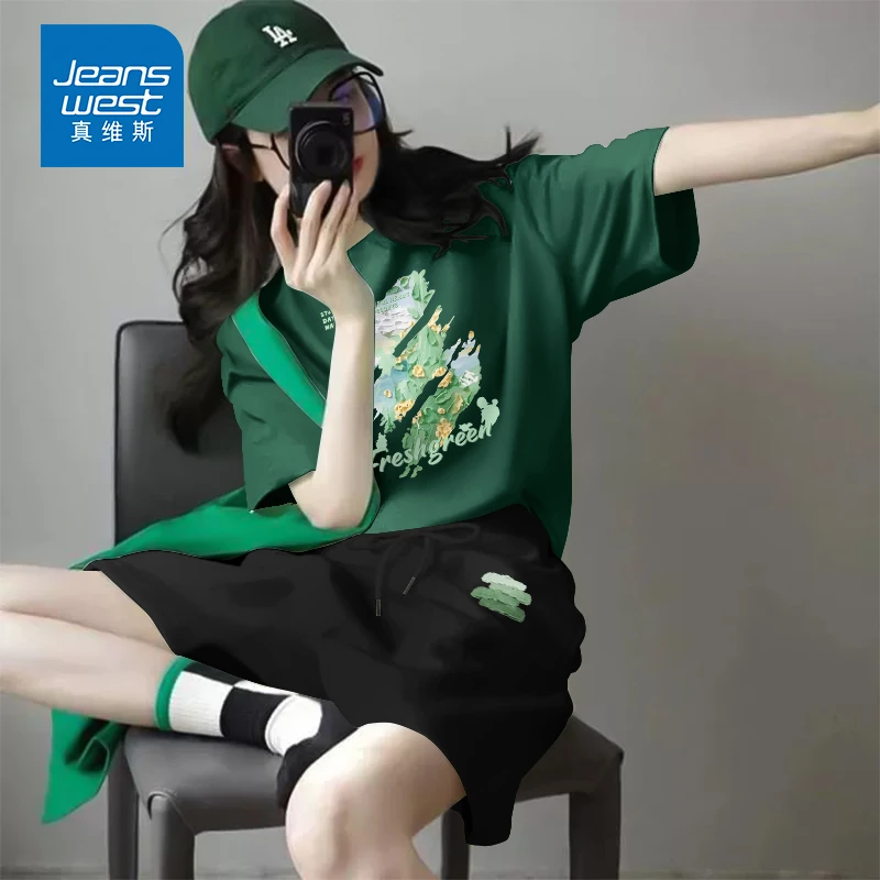 真维斯休闲显瘦夏季套装女2025新款爆款洋气减龄一整套气质穿搭